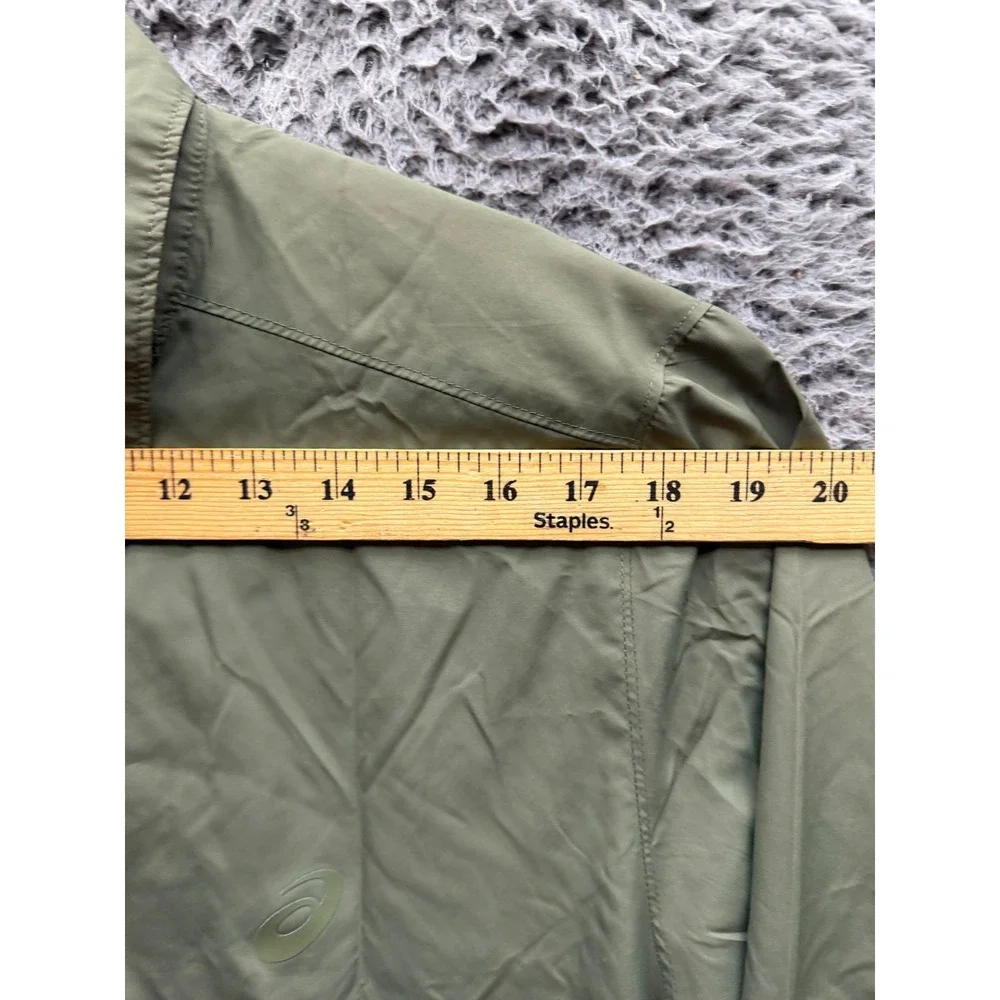 NWOT Asics Lightweight Full Snap Windbreaker Jacket Olive Green Mens Size XL